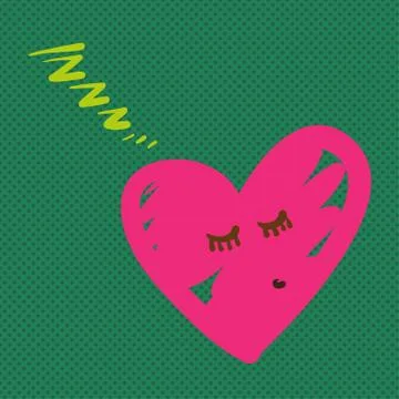 Hand drawn heart sleeping vector illustration. Stock Illustration