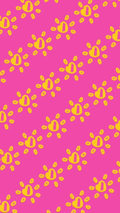 Hand-drawn heart sun seamless pattern on an abstract vertical pink background Stock Footage 340670235