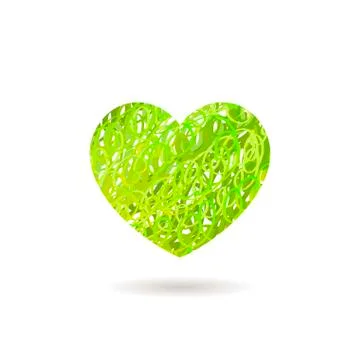 Hand drawn Heart symbol. Vector calligraphy Green symbol Stock Illustration
