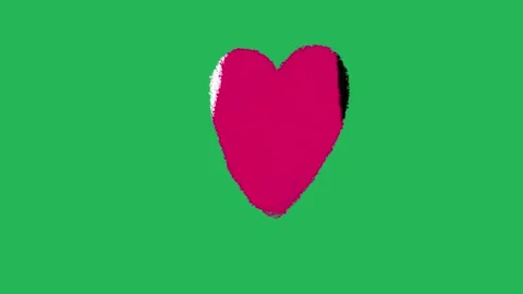 Hand Drawn Heart Transition 2D Animation Green Screen | Heart Transition Overlay Видео 335586587