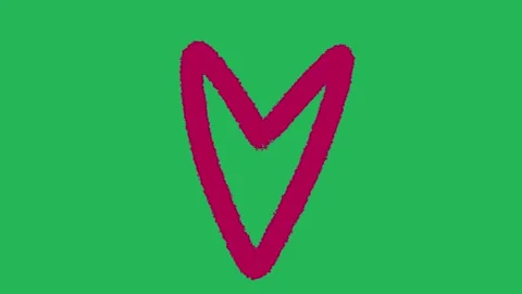 Hand Drawn Heart Transition 2D Animation Green Screen | Heart Transition Overlay Stockbeeldmateriaal 335586588