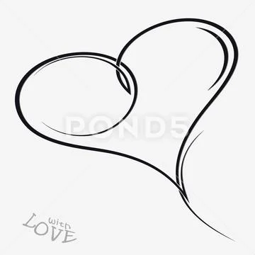 Hand Drawn Hearts Decorative Swirls Stock Illustration