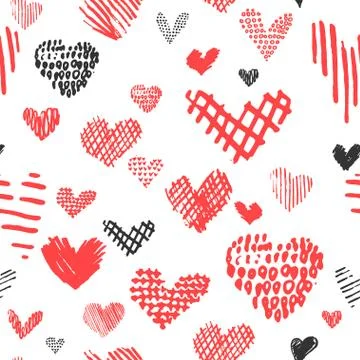 Hand drawn hearts. Design elements for Valentine day. Stock Illustration