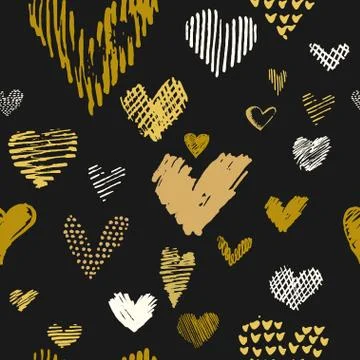 Hand drawn hearts. Design elements for Valentine day. Stock Illustration