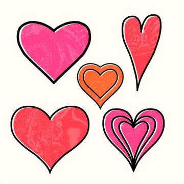 Hand drawn hearts. Design elements for Valentine s day. Stock Illustration