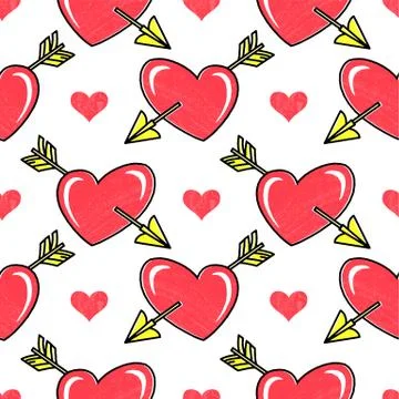 Hand drawn hearts. Design elements for Valentine s day. Stock Illustration