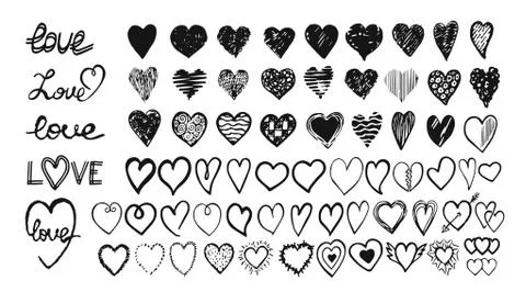 Hand drawn hearts. Design elements for Valentine day. Illustrazione stock