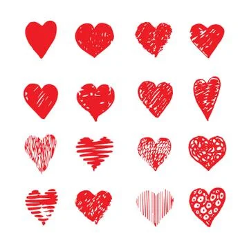 Hand drawn hearts. Design elements for Valentine day. Stock Illustration