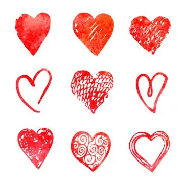 Hand drawn hearts. Design elements for Valentine day. Stock Illustration