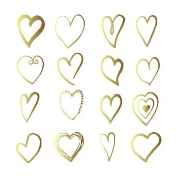 Hand drawn hearts. Design elements for Valentine day. Stock Illustration