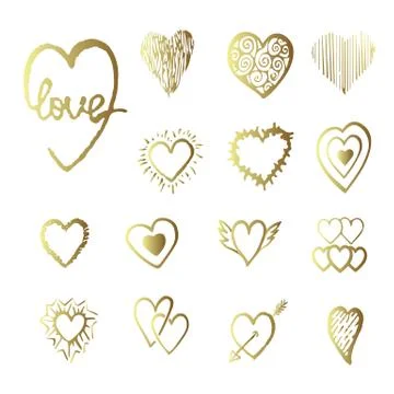 Hand drawn hearts. Design elements for Valentine day. Stock Illustration