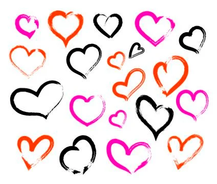 Hand drawn hearts. Design elements for Valentine sday. Doodle hearts, hand drawn Stock Illustration
