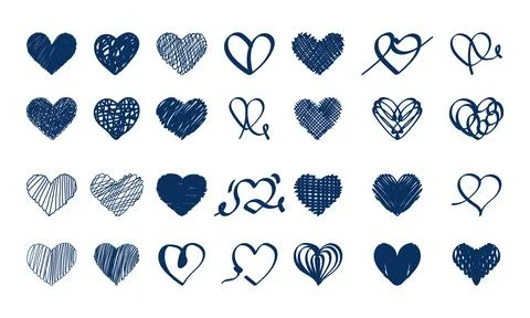 Hand drawn hearts. Design elements for Valentine's day. Vector hearts set. Illustrazione stock