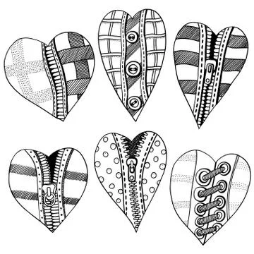 Hand drawn hearts 库存插图
