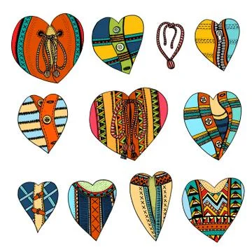 Hand drawn hearts 库存插图