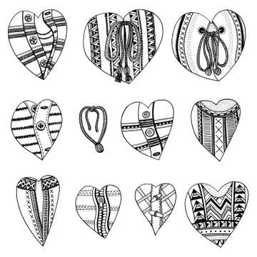 Hand drawn hearts 库存插图