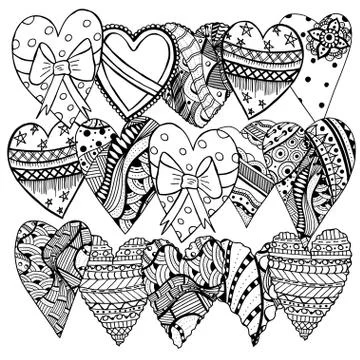 Hand drawn hearts 库存插图
