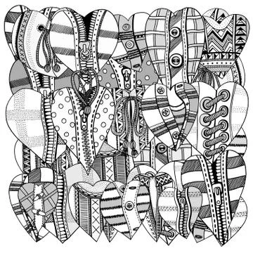 Hand drawn hearts 库存插图
