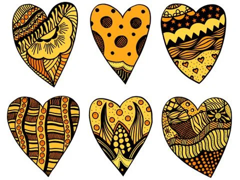 Hand drawn hearts Stock Illustration