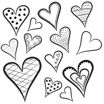 Hand drawn hearts. Stock Illustration