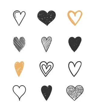Hand Drawn Hearts Stock Illustration