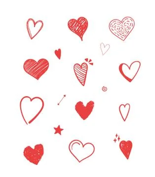 Hand Drawn Hearts Stock-Illustration