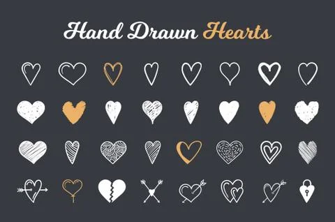 Hand Drawn Hearts Stock Illustration