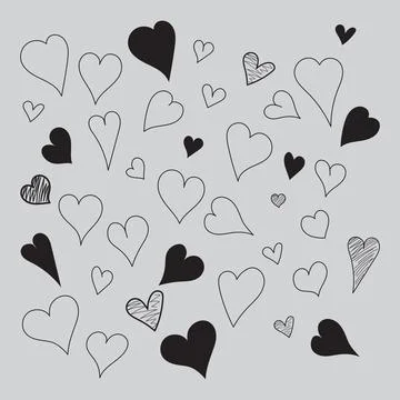 Hand drawn hearts Stock Illustration