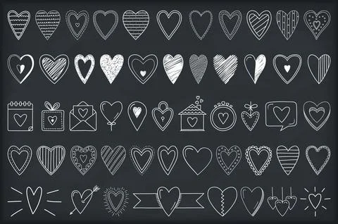 Hand Drawn Hearts Stock-Illustration