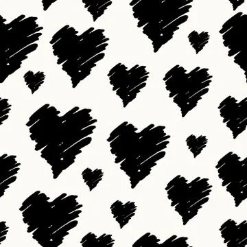 Hand Drawn Hearts Pattern Stock Illustration