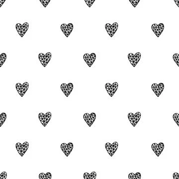 Hand Drawn Hearts Pattern Stock Illustration