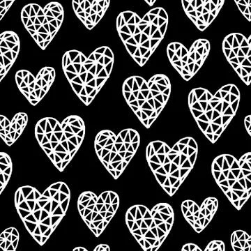 Hand Drawn Hearts Pattern Stock-Illustration