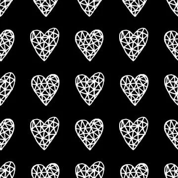 Hand Drawn Hearts Pattern Illustrazione stock