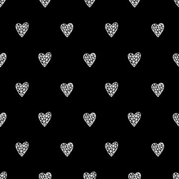 Hand Drawn Hearts Pattern Stock Illustration