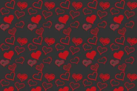 Hand Drawn Hearts pattern Stock Illustration