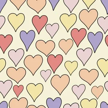 Hand drawn hearts seamless pattern Stock Illustration