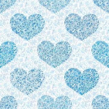 Hand drawn hearts. Seamless pattern. Use it as pattern fills. Adult coloring Stock Illustration