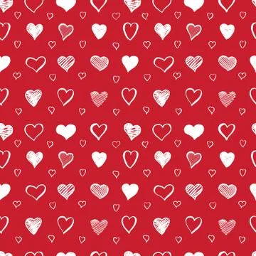 Hand drawn hearts seamless pattern. Stock Illustration