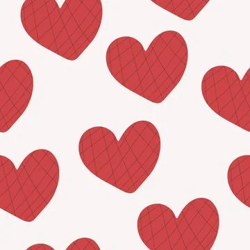 Hand drawn hearts seamless pattern. Stock Illustration