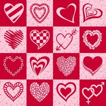 Hand drawn hearts set Stock Illustration