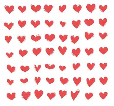Hand drawn hearts set Stock Illustration