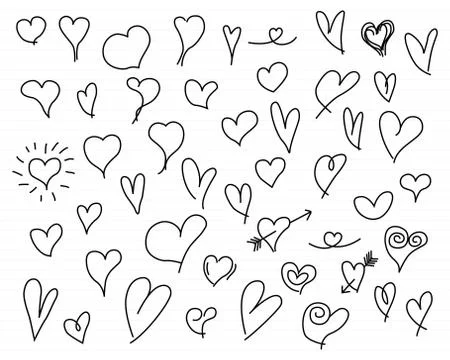 Hand drawn hearts set vector design Stock Illustration
