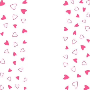 Hand drawn hearts shape Double side Abstract Vertical Frame border. Greeting Stock Illustration