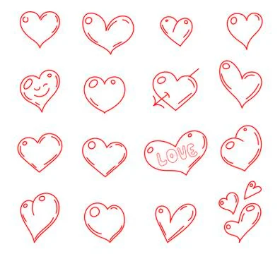 Hand drawn hearts. Vector set of heart. Stock Illustration