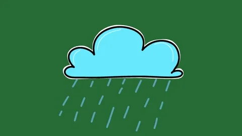 Hand-Drawn Heavy Rain Cloud Animation | Blue Storm Weather 2D Animation Vídeo Stock 332127422