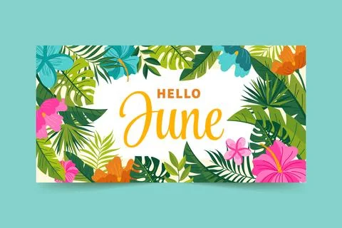 Hand drawn hello june banner Stock Illustration