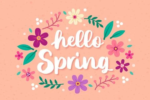 Hand drawn hello spring background Stock Illustration