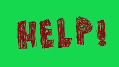 Hand Drawn Help Text Animation on Green Screen Emergency Assistance Video Vidéo 334608669