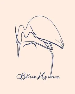 Hand drawn heron Stock Illustration