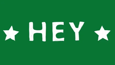 Hand Drawn Hey Text Callout with Stars Animation on Green Screen Stock Footage 323467936